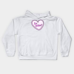 Be mine? Pink Heart Cartoon Valentine Card, made by EndlessEmporium Kids Hoodie